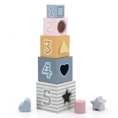 Jeu de Formes à Trier dans une Tour de Blocs Pastel 12M+