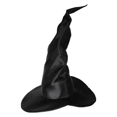 Chapeau de sorcière noir à pointe modelable en satin