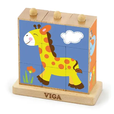 Puzzle Cubes Empilables Animaux de la Jungle Viga Toys
