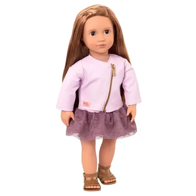 Poupée Vienna 46 cm, veste rose et robe à jupe en tulle
