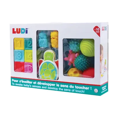 Coffret Ludi bébé 10 mois : cubes, balles et jeux de bain