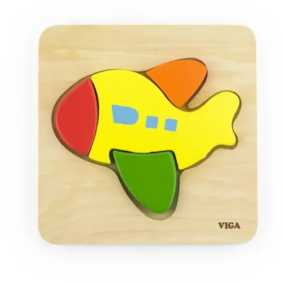 Puzzle Avion Coloré Bois 4 Pièces Épaisses Viga Toys 18M+