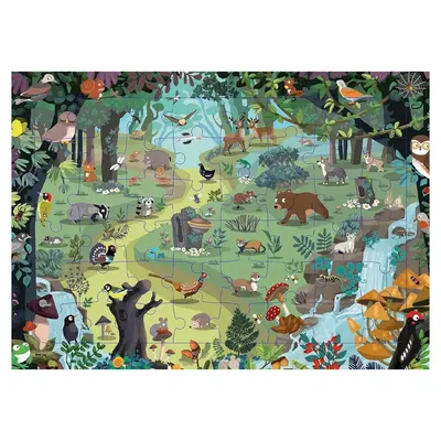 Rencontres parmi les arbres : puzzle illustré de 48 pièces