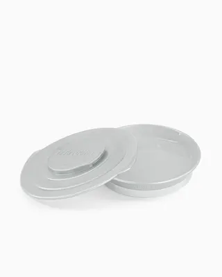 Assiette plate grise avec couvercle TwistClick, dès 6 mois