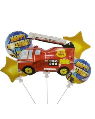 Pack de 5 ballons d’anniversaire avec camion de pompiers
