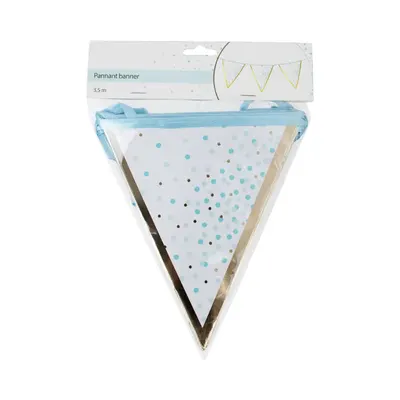 Guirlande bleu tendre à 12 fanions triangulaires