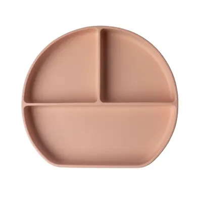 Assiette bébé à trois compartiments blush avec ventouse, dès 4 mois