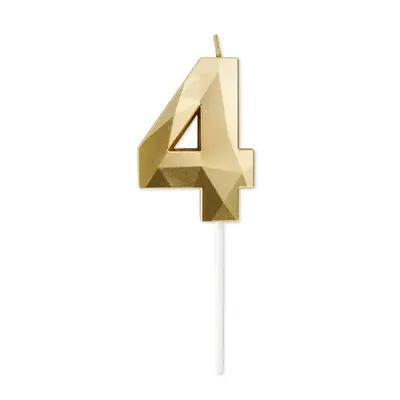 Bougie 4 dorée aux facettes géométriques