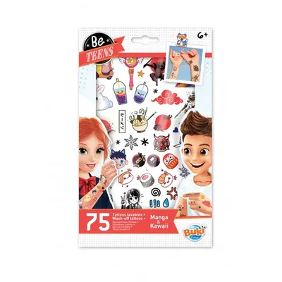 Tatouages manga et kawaii lavables, 75 motifs dès 6 ans