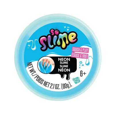 Pot de slime bleu néon à texture extensible dès 6 ans