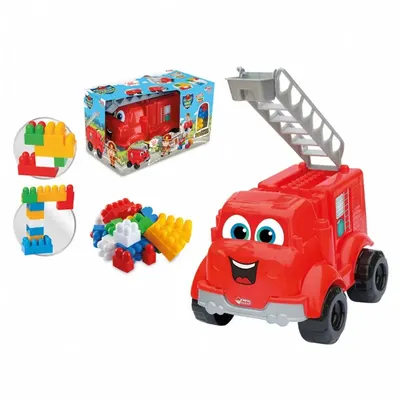 Camion rouge avec échelle et 30 blocs colorés, dès 3 ans