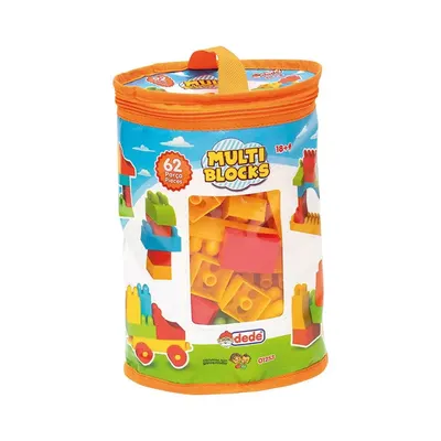 Sac orange de 62 blocs multicolores dès 12 mois