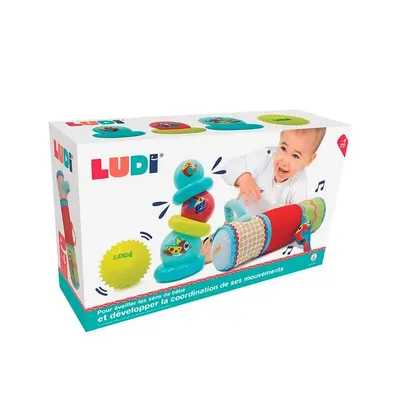 Coffret bébé pyramide à anneaux, balle à picots et rouleau 10M+
