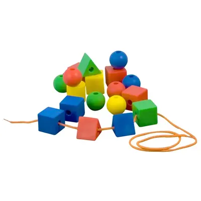 Jeu d’enfilage géométrique multicolore, 60 pièces dès 3 ans
