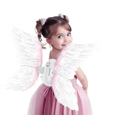 Ailes d’ange blanches à détails roses, animées et musicales