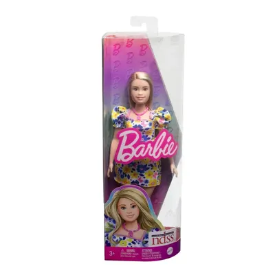 Barbie Fashionistas avec trisomie 21, robe fleurie et orthèses roses
