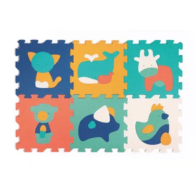 Dalles emboîtables aux animaux colorés – 6 pièces, dès 10 mois