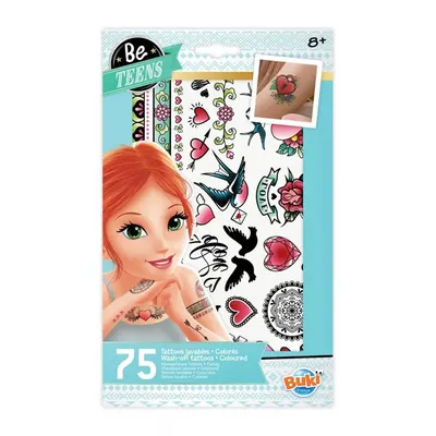 Tatouages colorés aux motifs de cœur et de fleurs, 75 pièces