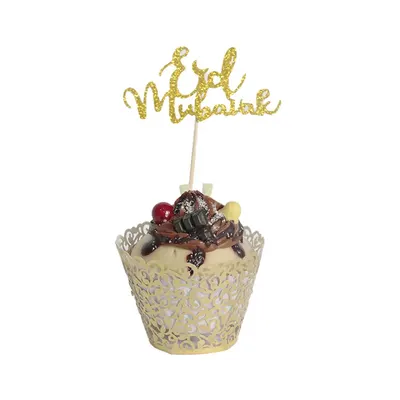 Parure dorée pour cupcakes de l’Aïd – 8 toppers et 8 wrappers