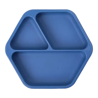 Plateau repas bleu à trois compartiments en silicone