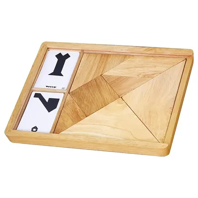 Tangram Bois Hévéa avec Cartes Modèles – Jeu Éducatif 3 Ans+