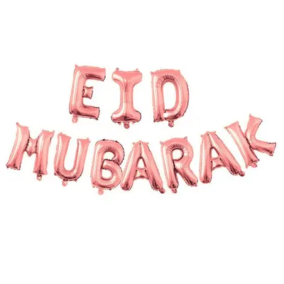 Bannière festive « Eid Mubarak » en ballons rose gold