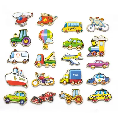 Aimants Véhicules Bois 20 Pièces Viga Toys 18M+
