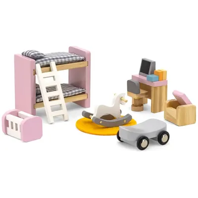 Chambre d'Enfant Miniature Bois PolarB 9 Pièces 3 Ans+