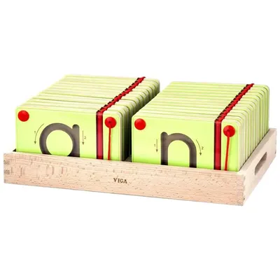 Planchettes Tracé Lettres Minuscules Bois Viga Toys 3 Ans+