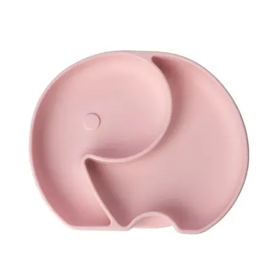 Repas bébé : assiette éléphant rose poudré à ventouse dès 4 mois