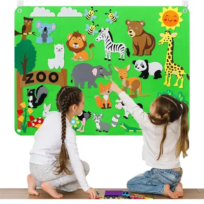 Le zoo à composer : panneau mural en feutrine
