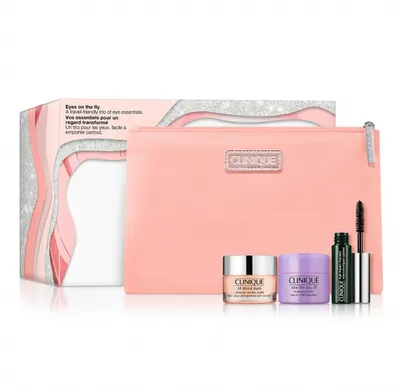 Coffret regard Clinique : trois soins et trousse rose