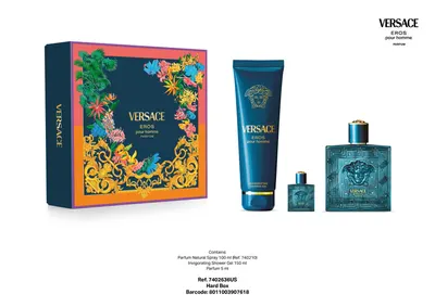 Coffret Versace Eros Parfum homme, trio parfum et gel douche