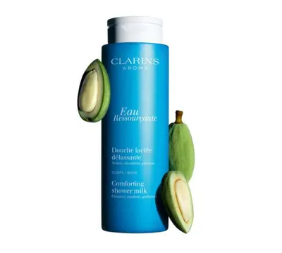 Lait de douche crémeux Clarins, rituel Eau Ressourçante