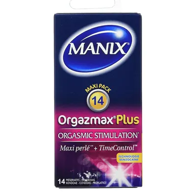 Préservatifs Manix Orgazmax Plus perlés, boîte de 14