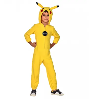 Tenue jaune Pikachu avec capuche, 4-6 ans