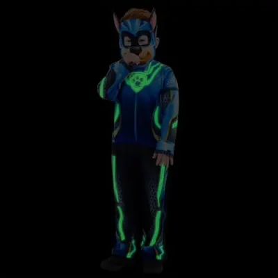 Déguisement Chase Pat' Patrouille à effet phosphorescent, 3–4 ans